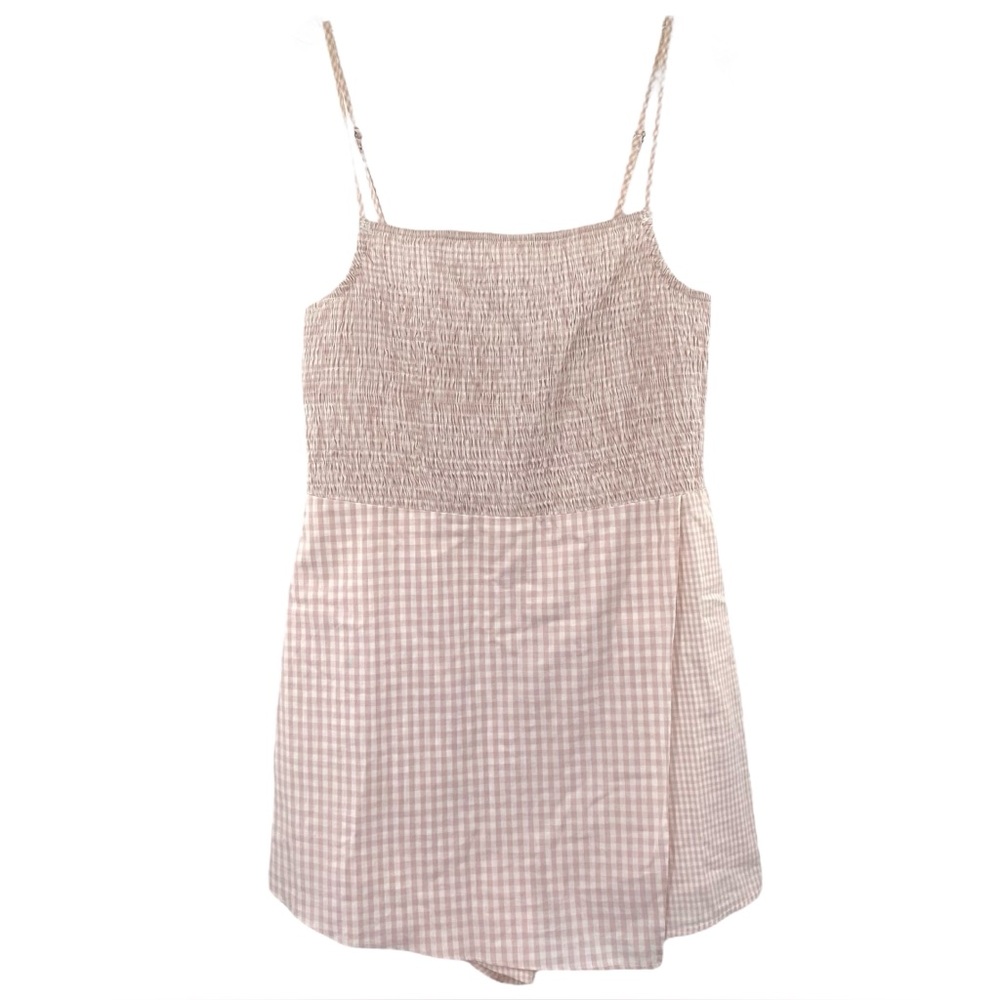 Urban Outfitters Pink Gingham Smocked Romper